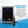 Newair Freestanding 23 Bottle Compressor Wine Fridge in Stainless Steel, Adjustable Racks and Exterior Digital Thermostat?