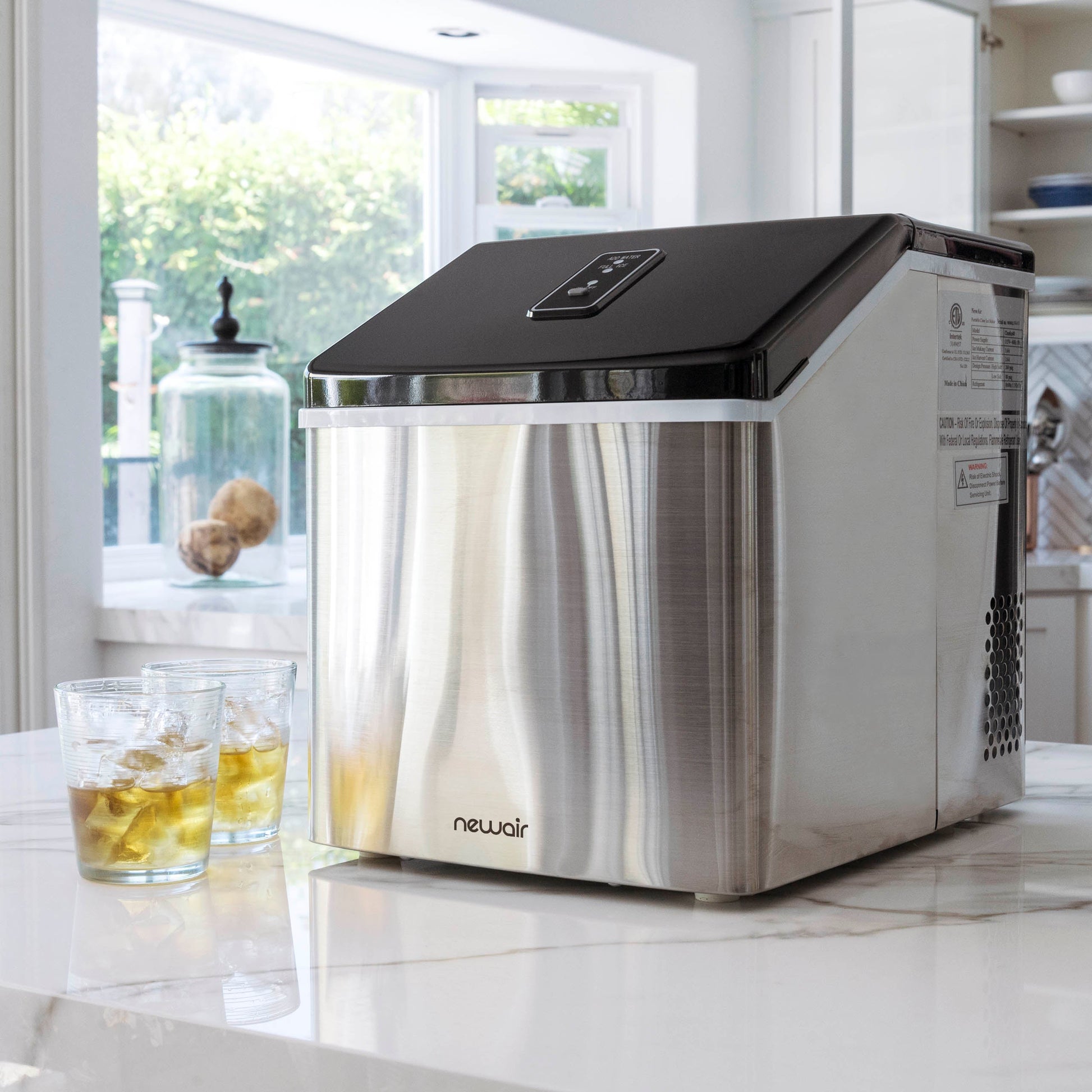 Newair Countertop Clear Ice Maker, 40 lbs. of Ice a Day with Easy to Clean BPA-Free Parts