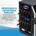 Newair Freestanding 28?Bottle Dual Zone Wine Fridge?in Stainless Steel and Adjustable Racks