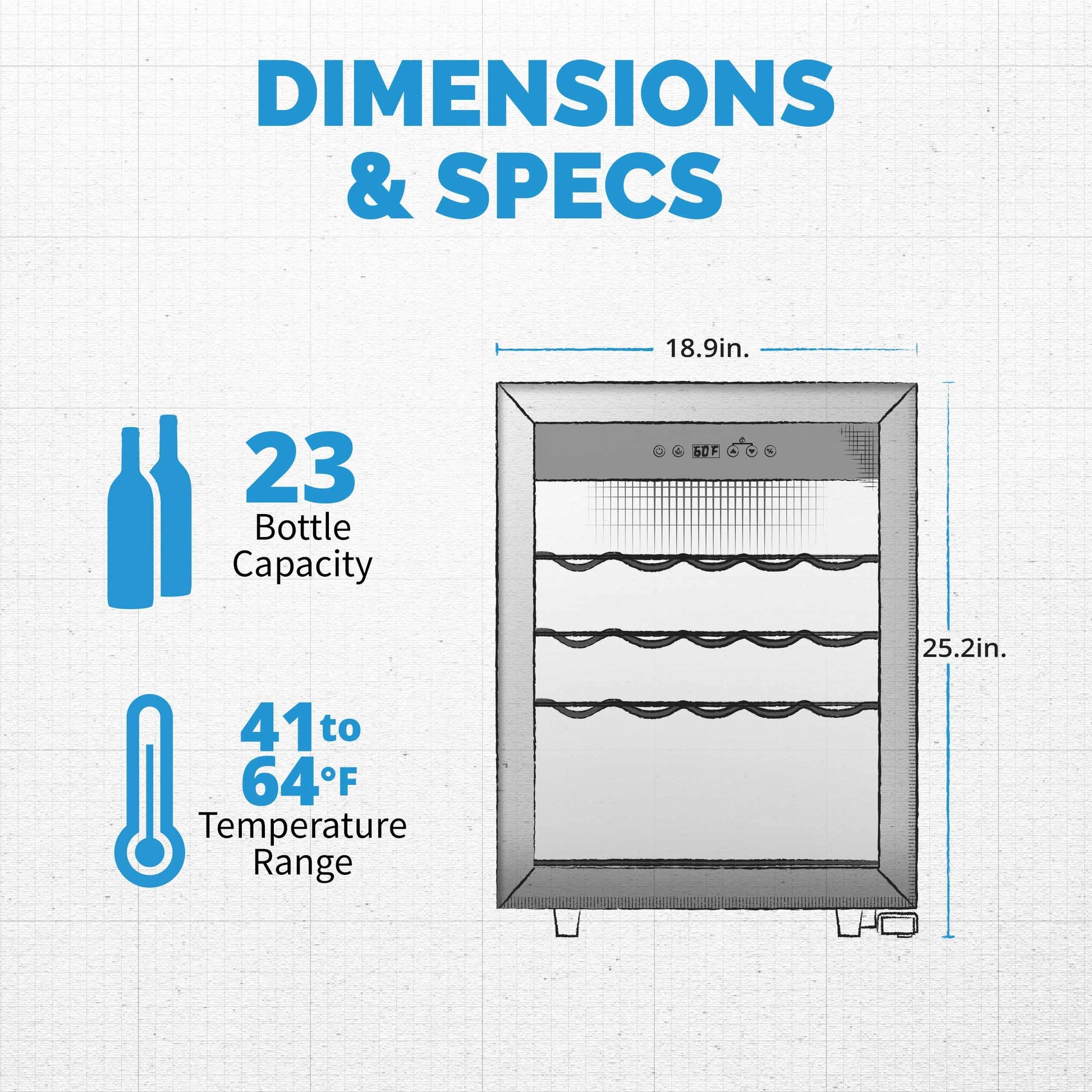 Newair Freestanding 23 Bottle Compressor Wine Fridge in Stainless Steel, Adjustable Racks and Exterior Digital Thermostat?