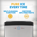 Newair Nugget Ice Maker, Sonic Speed Countertop Crunchy Ice Pellet Machine 45 lbs. of Ice a Day in Stainless Steel, Melt-Resistant Interior, Self-Cleaning Function and BPA-Free Parts, Perfect for Home, Kitchen, and More