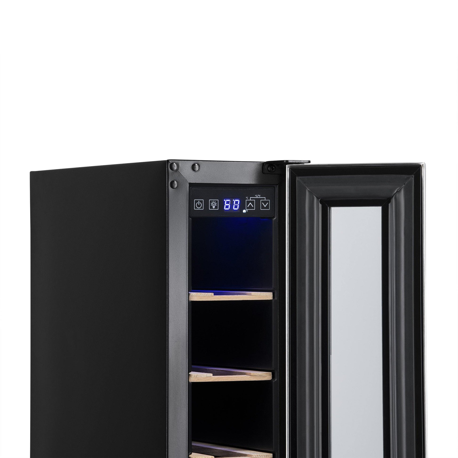 Newair 6" Built-In 7 Bottle?Compressor?Wine Fridge?in Stainless Steel, Compact Size with Precision Digital Thermostat and Premium Beech?Wood Shelves??