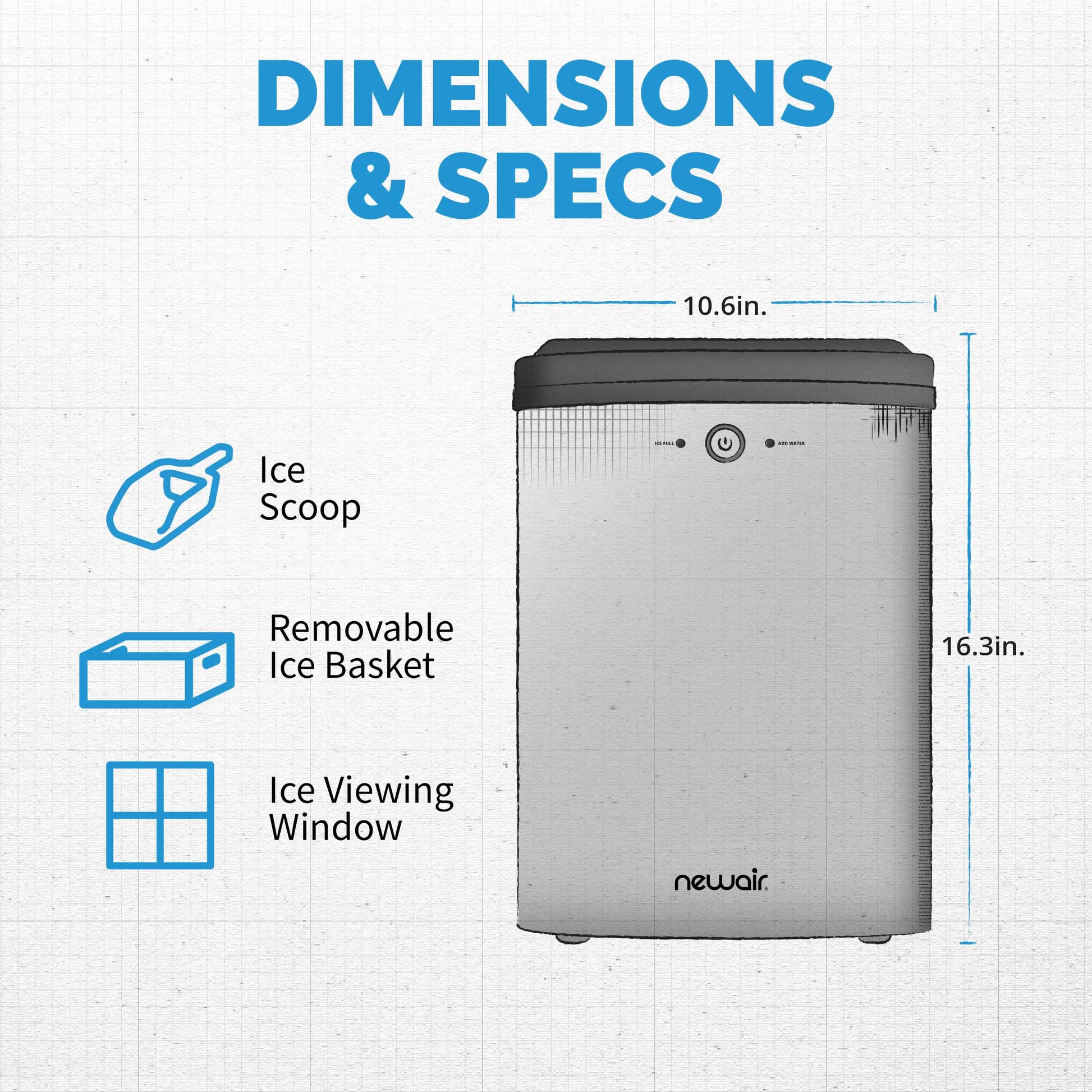 Newair Nugget Ice Maker, Sonic Speed Countertop Crunchy Ice Pellet Machine 45 lbs. of Ice a Day in Stainless Steel, Melt-Resistant Interior, Self-Cleaning Function and BPA-Free Parts, Perfect for Home, Kitchen, and More