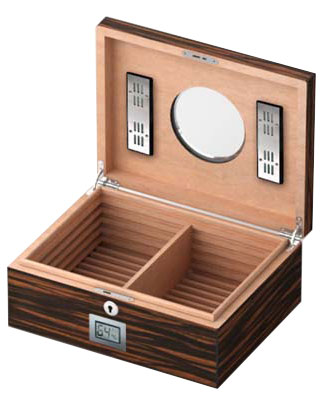 Visol PortHole Ebony Finish Cigar Humidor - Holds 75 Cigars - Crown Humidors