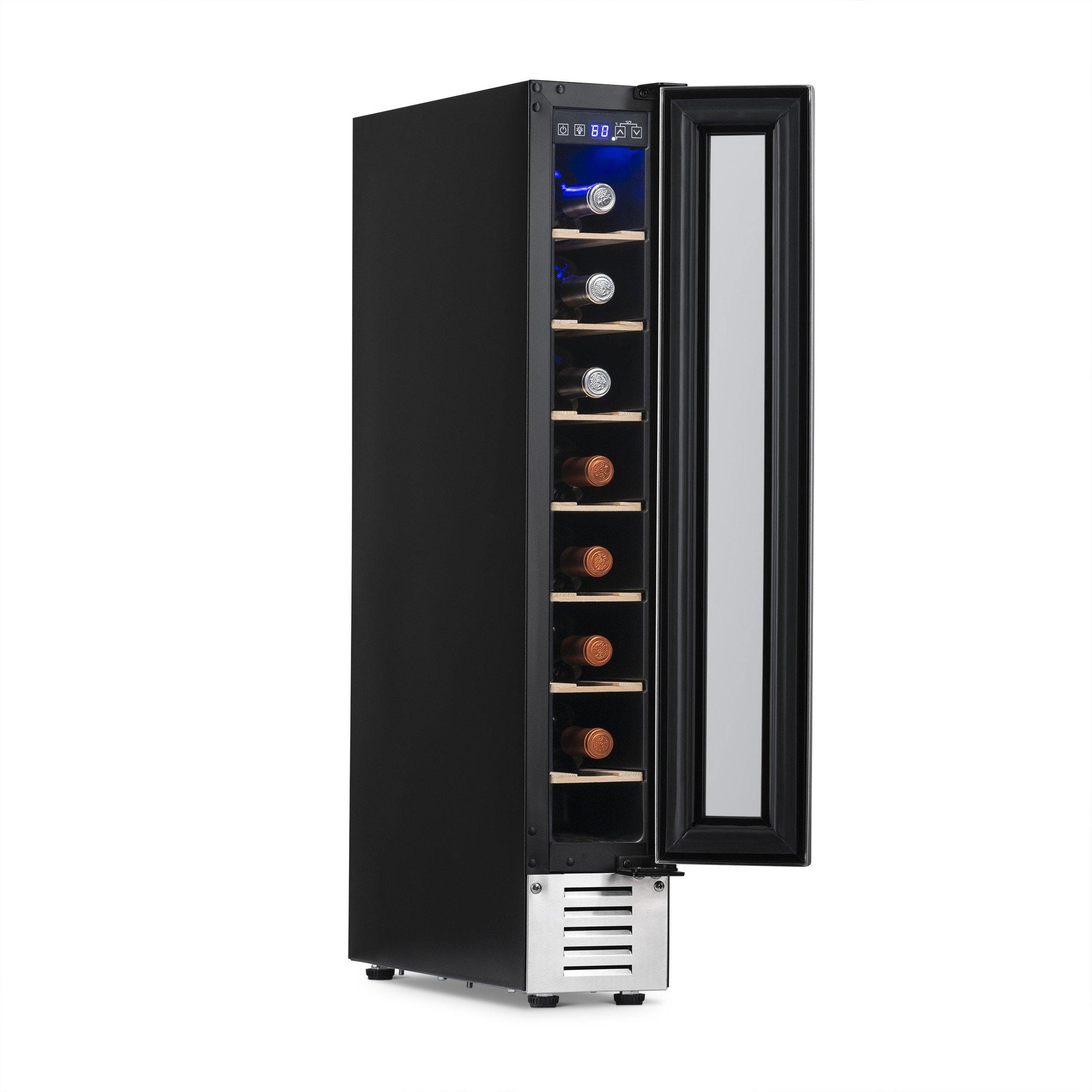 Newair 6" Built-In 7 Bottle?Compressor?Wine Fridge?in Stainless Steel, Compact Size with Precision Digital Thermostat and Premium Beech?Wood Shelves??