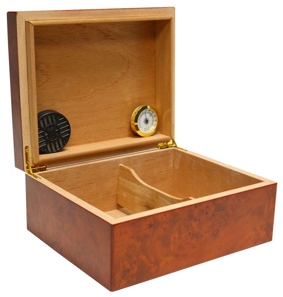 Quality Importers 40 Ct Burl Humidor - Crown Humidors