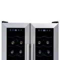 Newair 24?Bottle Wine Cooler Refrigerator, French Door Dual Temperature Zones, Freestanding Wine Fridge with Stainless Steel & Double-Layer Tempered Glass Door, Quiet Compressor Cooling for Reds, Whites, and Sparkling Wine