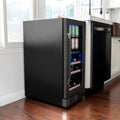 Newair 15 Inch Wine and Beverage Refrigerator – 13 Bottles & 48 Cans Capacity with Dual Temperature Zone Wine Cooler, Black Stainless Steel & Double-Layer Tempered Glass Door, Compact Wine Cellar Built-in Counter or Freestanding Fridge