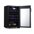 Newair Freestanding 28?Bottle Dual Zone Wine Fridge?in Stainless Steel and Adjustable Racks