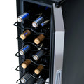 Newair 12 Bottle Wine Cooler Refrigerator, Freestanding Wine Fridge with Stainless Steel & Double-Layer Tempered Glass Door, Quiet Compressor Cooling for Reds, Whites, and Sparkling Wine, 41F-64F Digital Temperature Control, Removable & Adjustable Racks