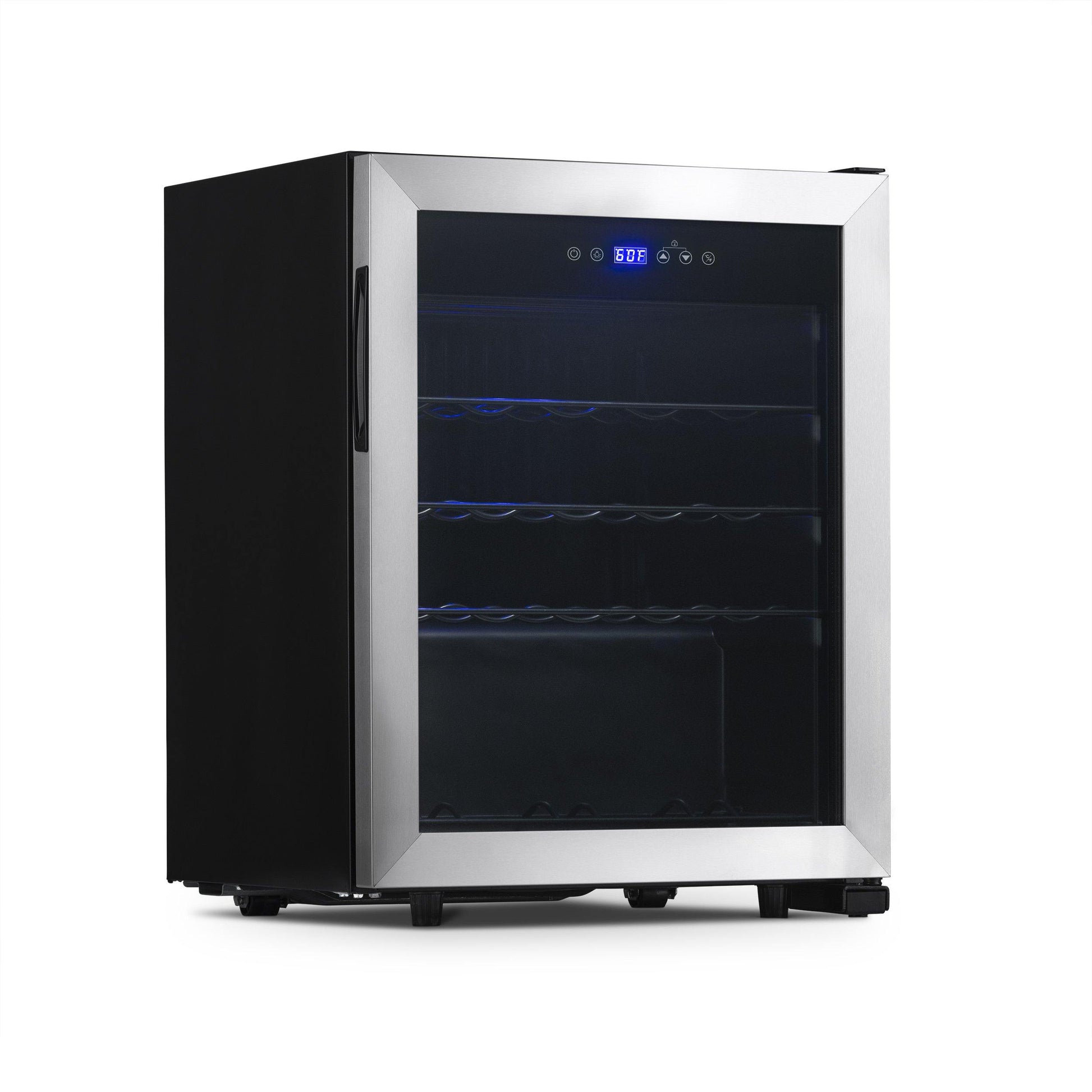 Newair Freestanding 23 Bottle Compressor Wine Fridge in Stainless Steel, Adjustable Racks and Exterior Digital Thermostat?