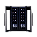 Newair 24?Bottle Wine Cooler Refrigerator, French Door Dual Temperature Zones, Freestanding Wine Fridge with Stainless Steel & Double-Layer Tempered Glass Door, Quiet Compressor Cooling for Reds, Whites, and Sparkling Wine