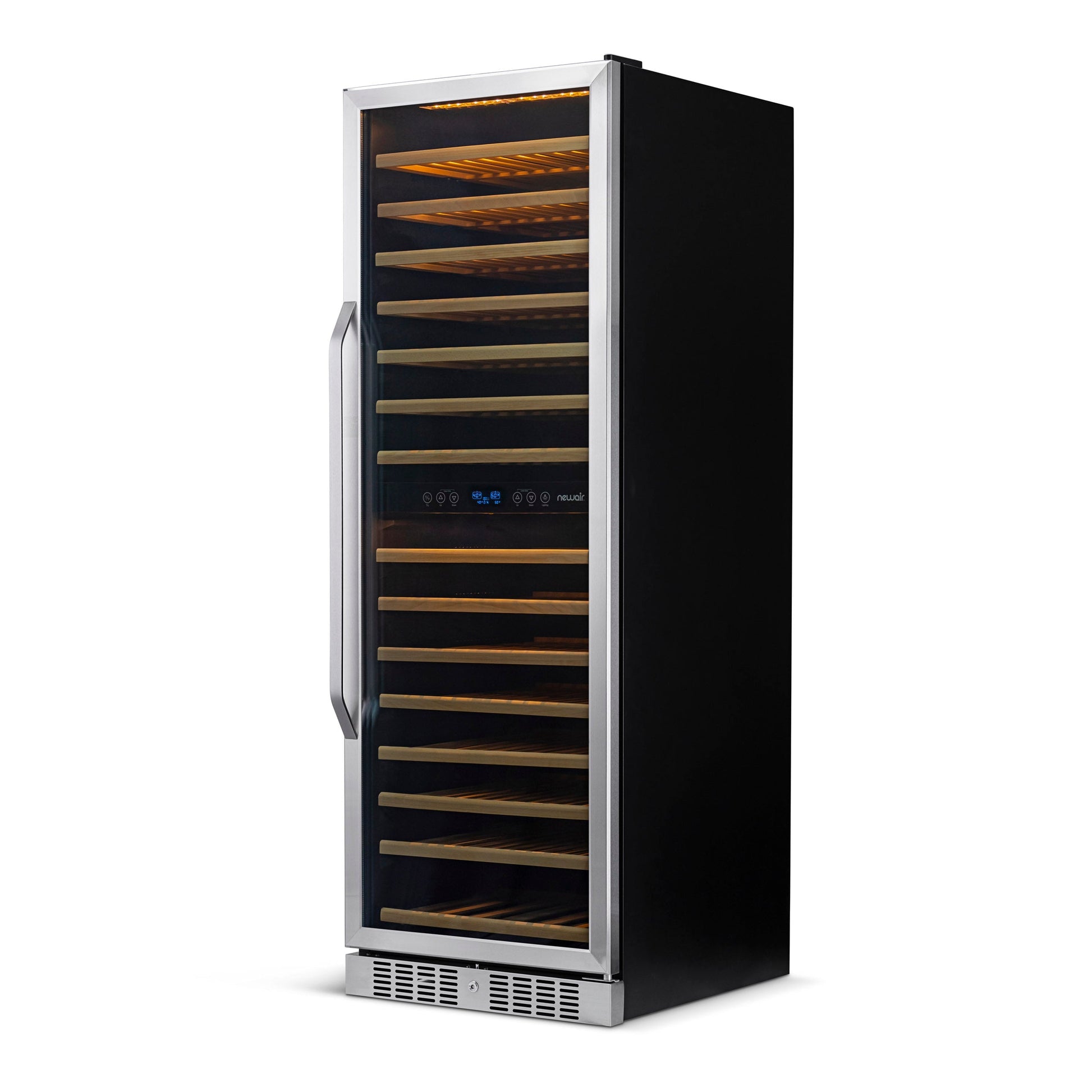 Newair 24” Built-in 160 Bottle Dual Zone Compressor Wine Fridge in Stainless Steel, Quiet Operation with Smooth Rolling Shelves