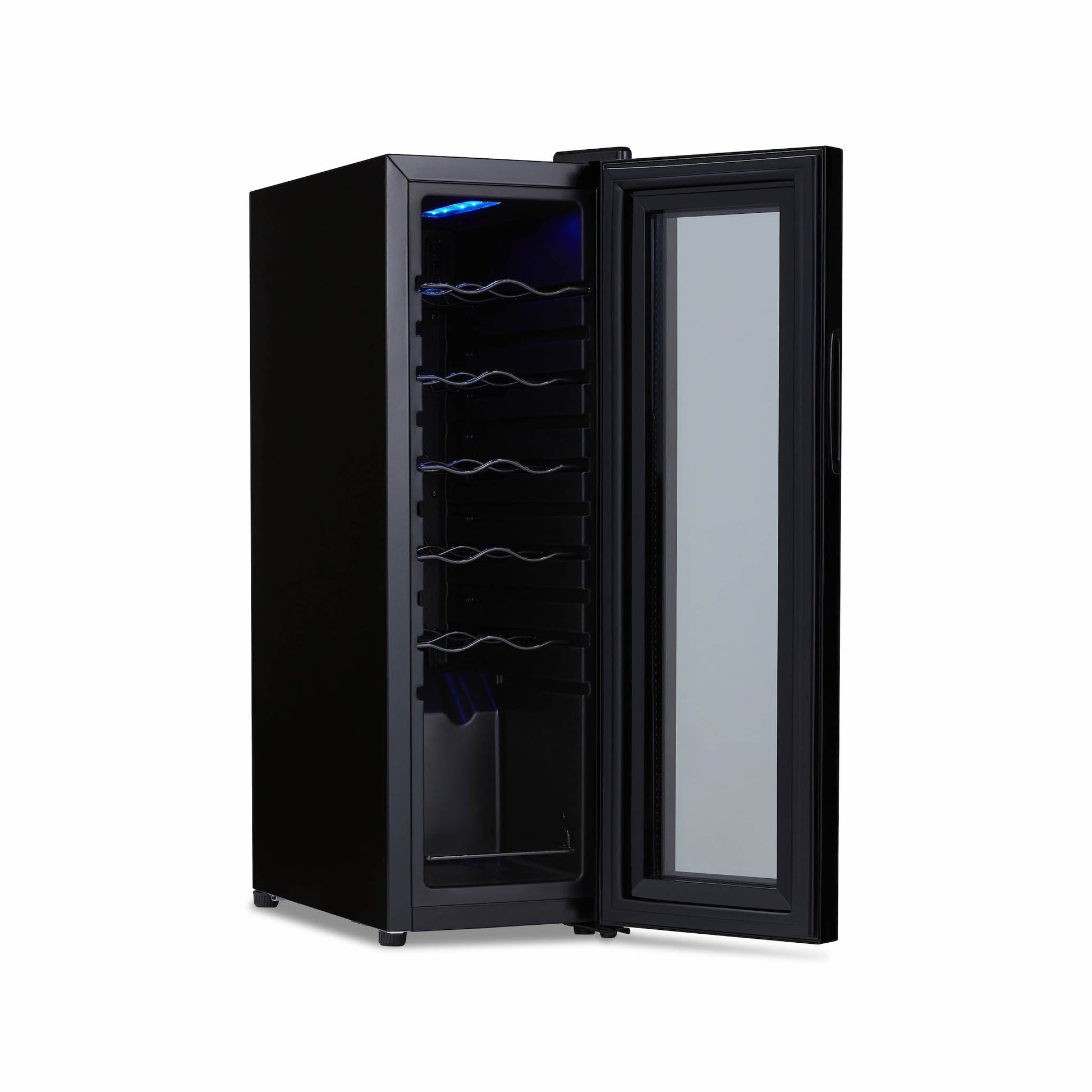 Newair® Shadow?? Series Wine Cooler Refrigerator 12 Bottle, Freestanding Mirrored Wine Fridge with Double-Layer Tempered Glass Door & Compressor Cooling for Reds, Whites, and Sparkling Wine, 41f-64f Digital Temperature Control