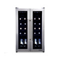 Newair 24?Bottle Wine Cooler Refrigerator, French Door Dual Temperature Zones, Freestanding Wine Fridge with Stainless Steel & Double-Layer Tempered Glass Door, Quiet Compressor Cooling for Reds, Whites, and Sparkling Wine