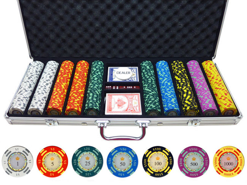 13.5g 500 piece Crown Casino Clay Poker Chips - Crown Humidors