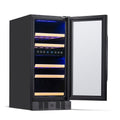 Newair 15” Built-in 29 Bottle Dual Zone Wine Fridge in Black Stainless Steel