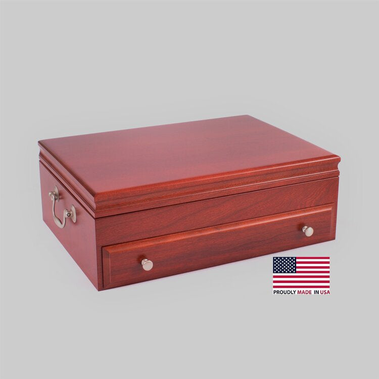 Bounty 1-Drawer Flatware Chest; Heritage Cherry finish & Made in USA - Crown Humidors