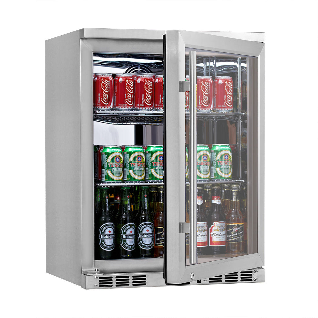 Kings Bottle 24 Inch Under Counter Beer Cooler Drinks Stainless Steel KBU55M LHH