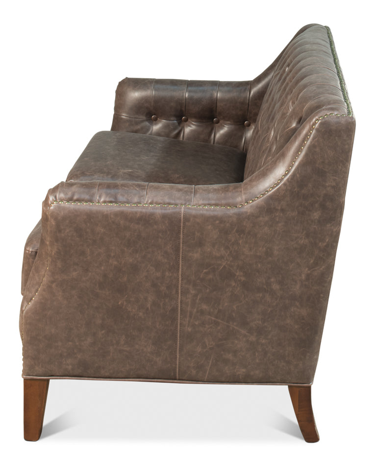 Brooks Leather Tufted 2 Seat Sofa by Sarreid - Crown Humidors