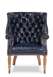 Welsh Blue Leather Chair by Sarreid - Crown Humidors