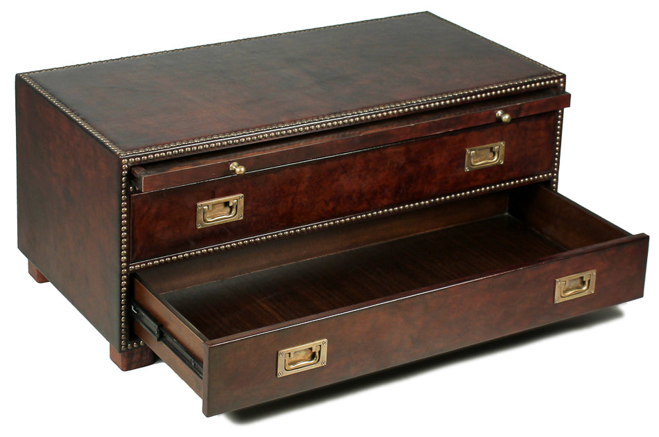 Gentleman's Fine Leather Chest/Low Table by Sarreid - Crown Humidors