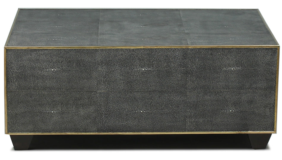 Grey Leather Shagreen Cocktail Table by Sarreid - Crown Humidors