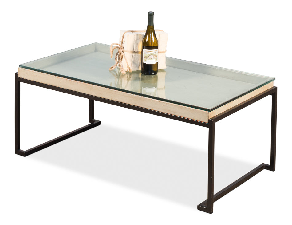 Days Creek Glass Top Coffee Table by Sarreid - Crown Humidors