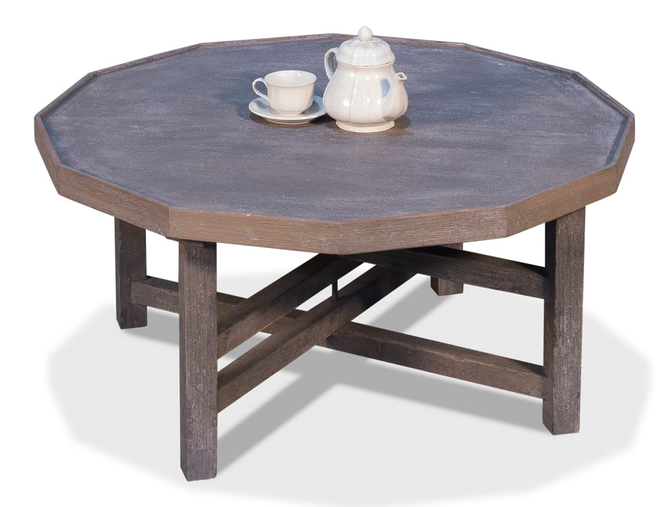 Decagon Coffee Table, Grey Wash Finish by Sarreid - Crown Humidors