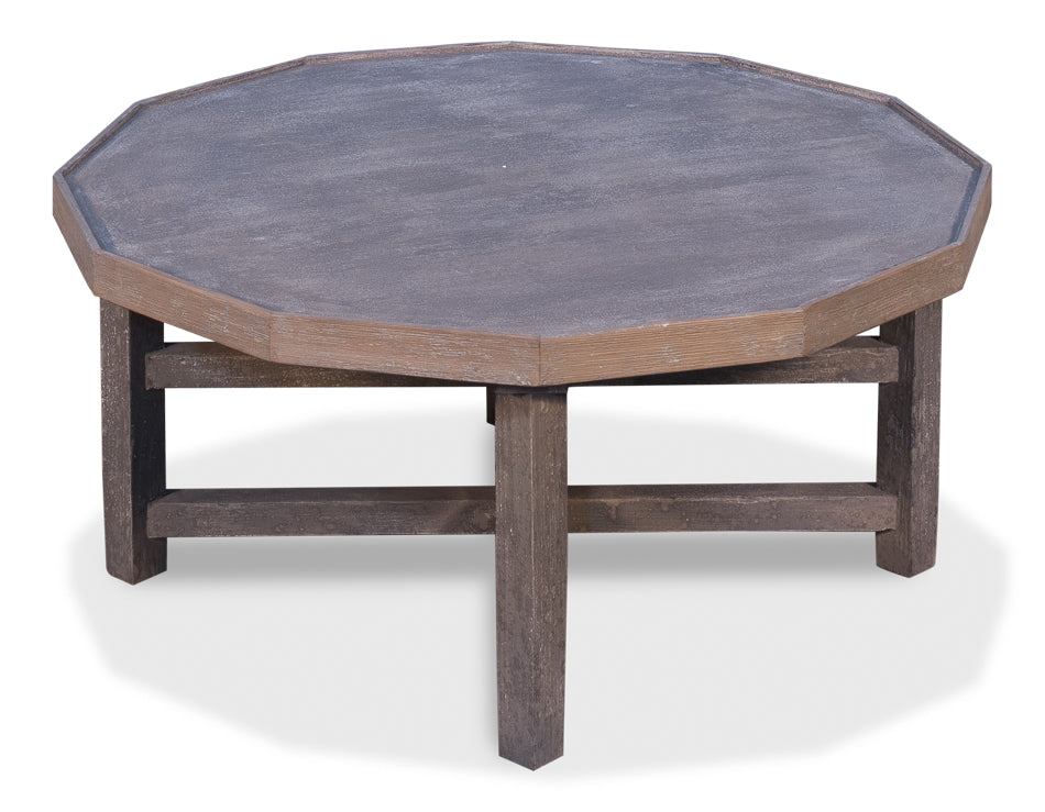 Decagon Coffee Table, Grey Wash Finish by Sarreid - Crown Humidors