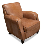The Taft Lounge Chair, Adobe Leather by Sarreid - Crown Humidors