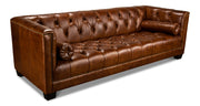 Chamberlain Sofa, Havana Brown Leather by Sarreid - Crown Humidors