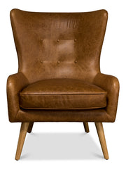 Mckinley Wing Chair, Columbia Brown Lthr by Sarreid - Crown Humidors