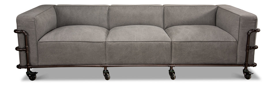 Belgium Industrial Grey Canvas Sofa by Sarreid - Crown Humidors