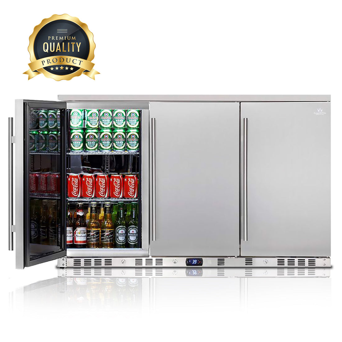 Kings Bottle 53 Inch Solid 3-Door Outdoor Beverage Drinks Cooler KBU328ASD