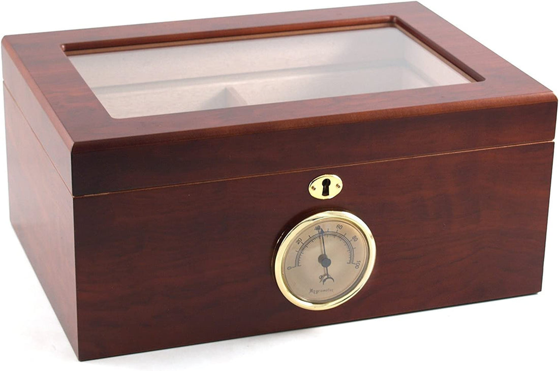 Quality Importers 100 Ct Bally Humidor Glass Top - Crown Humidors