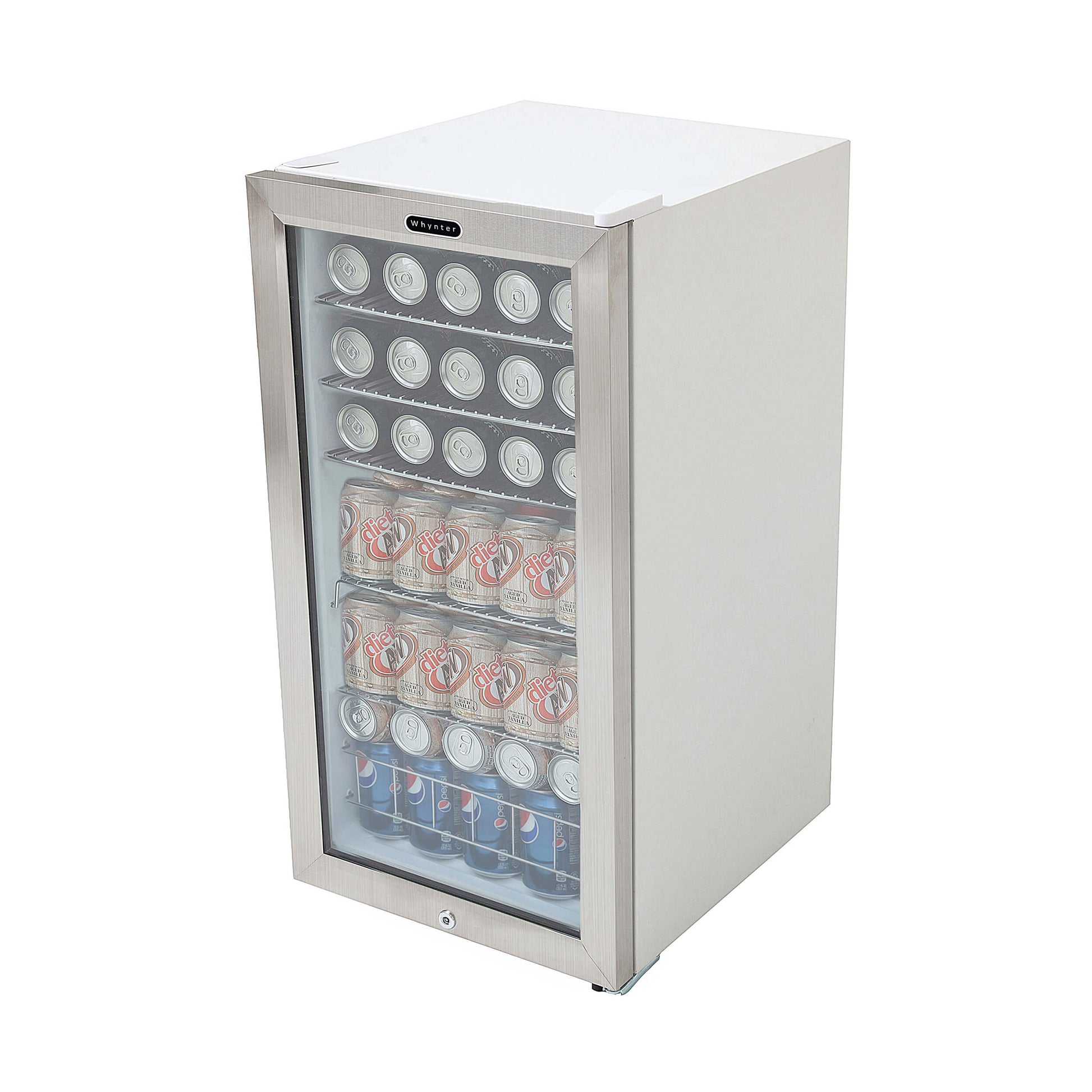 Whynter BR-128WS Beverage Refrigerator With Lock – Stainless Steel 120 Can Capacity