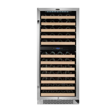 Whynter BWR-0922DZ/BWR-0922DZa 92 Bottle Built-in Stainless Steel Dual Zone Compressor Wine Refrigerator with Display Rack and LED display