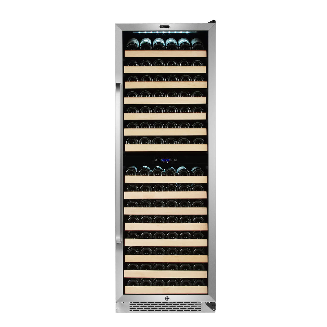 Whynter BWR-1642DZ/BWR-1642DZa 164 Bottle Built-in Stainless Steel Dual Zone Compressor Wine Refrigerator with Display Rack and LED display