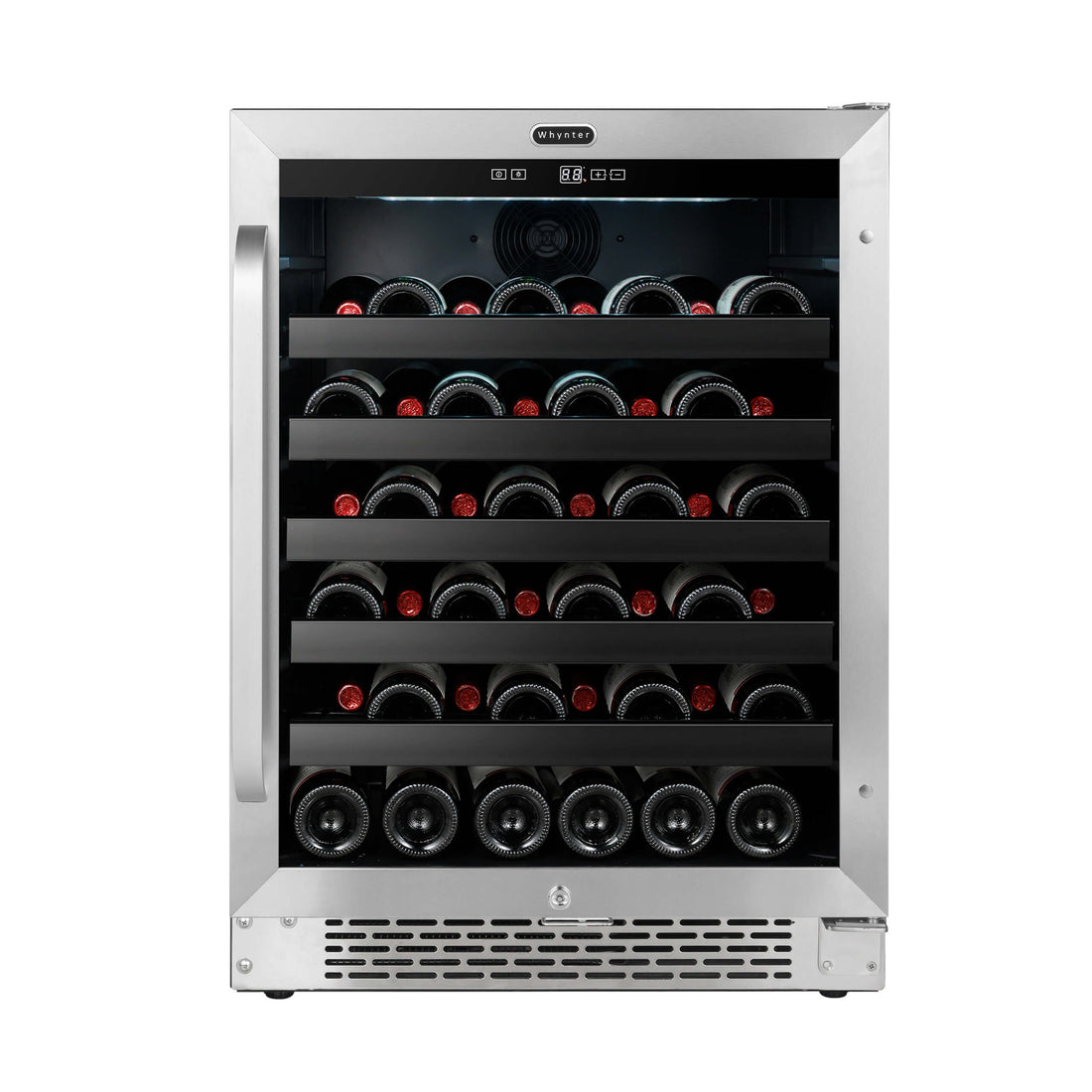 Whynter BWR-408SB 24 inch Built-In 46 Bottle Undercounter Stainless Steel Wine Refrigerator with Reversible Door, Digital Control, Lock, and Carbon Filter