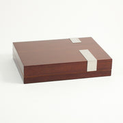 Lacquered "Walnut" Wood 12 Cigar Humidor with Stainless Steel - Crown Humidors
