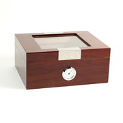 Lacquered "Walnut" Wood Humidor with Spanish Cedar Lining and Glass See-thru Lid - 60 Cigar ct - Crown Humidors