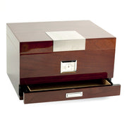 Lacquered "Walnut" Wood 60 Cigar Humidor with Spanish Cedar Lining and Accessory Drawer - Crown Humidors