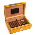 Bey-Berk Carbon Fiber Humidor with Yellow Lacquered Wood 25 Cigar - Crown Humidors