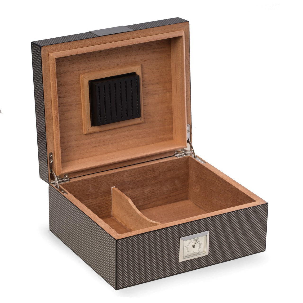 "Carbon Fiber" Wood Cigar Humidor with Spanish Cedar Lining - 50 Cigar ct - Crown Humidors