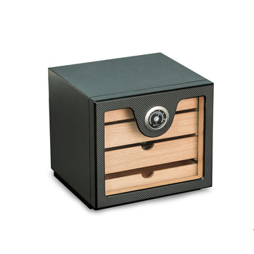 "Carbon Fiber" Matt Finish Wood Humidor with Hygrometer - 60 Cigar ct - Crown Humidors