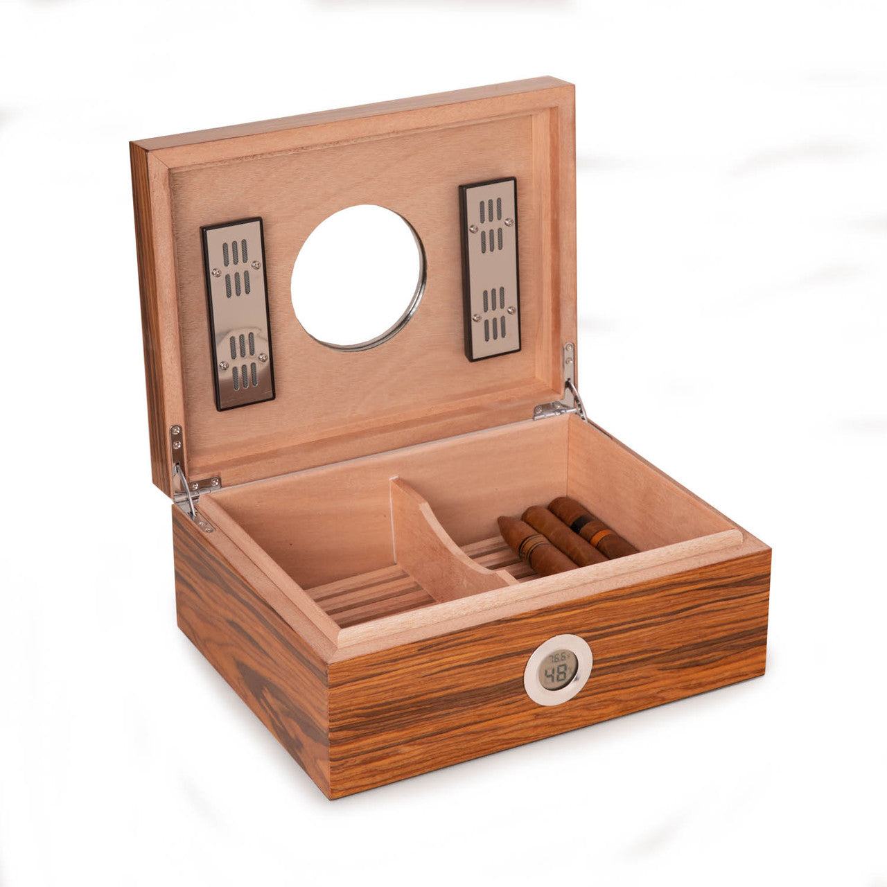 Lacquered "Olive Wood" Humidor - 100 Cigar ct - Crown Humidors