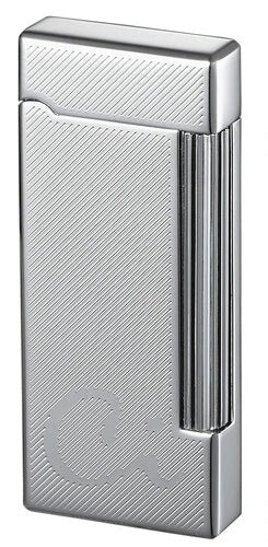 Caseti Ravensdale Flint Traditional Flame Lighter - Chrome Plated Diagonal Lines - Crown Humidors