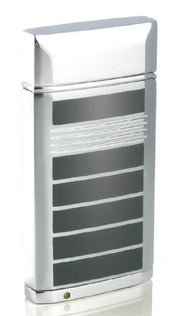 Caseti Flamei Single Jet Flame Cigar Lighter - Polished Chrome & Gray Lacquer - Crown Humidors