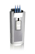 Caseti Tripolis White Carbon Fiber Triple Torch Flame Cigar Lighter - Crown Humidors